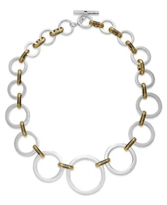 LAUREN Ralph Lauren Two-Tone Graduated Round Link Collar Chain Necklace $78 NEW - Picture 1 of 3