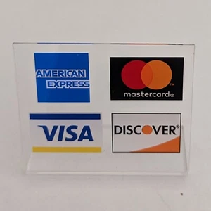 Acrylic Countertop Credit Card Sign Visa Mastercard Discover Am Express NEW - Picture 1 of 3
