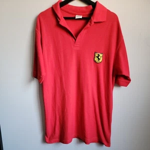 Vintage Ferrari Polo 90s Mens Sz Large Red Embroidered Short Sleeve Racing Shirt - Picture 1 of 7