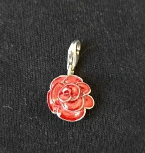Schöner Thomas Sabo Charm TS Rote Rose 925 Silber  Emailliert  Anhänger  Blume  - Bild 1 von 9