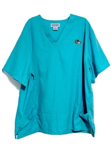 Natural Uniforms Scrub Top Sz 3X Blue Short Sleeve W Pockets Embroidered Kittens - Picture 1 of 4