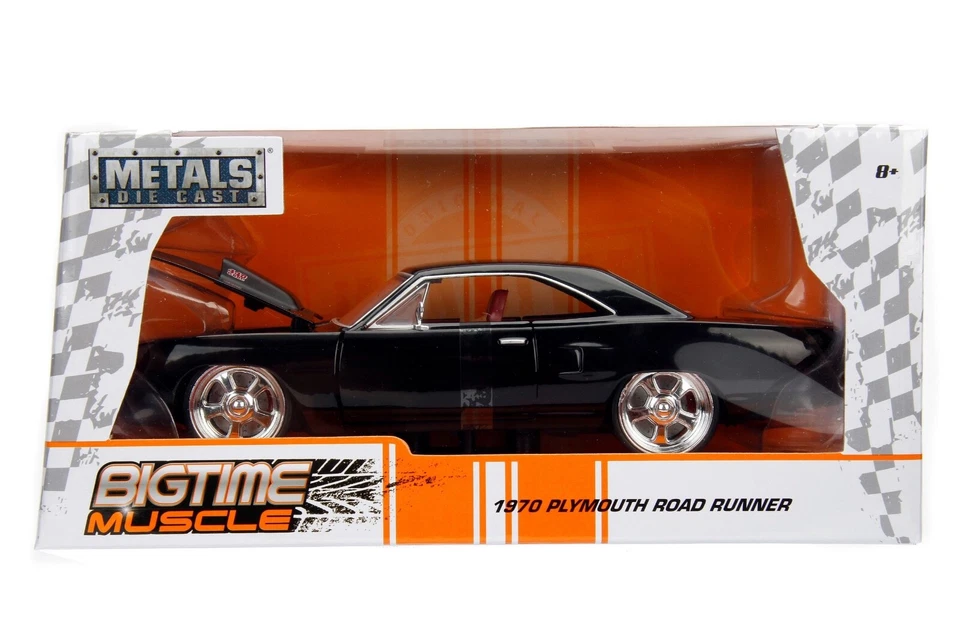 Jada 1/24 Big Time Muscle 1970 Plymouth Road Runner Nero 99581 - Immagine 1 di 1