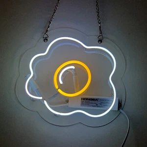 Fried Egg Neon Sign Light Handcraft Gift Wall Decor Nightlight Artwork 10"x10" - Picture 1 of 1