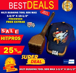 HILTI BUSHING TOOL SDS MAX 1-3/4" X 10-1/2" PREOWNED, FREE EXTRAS, FAST SHIPPING - Picture 1 of 12