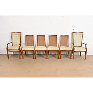 Henredon Style French Regency Louis XVI Carved Walnut and Cane Back Dining Chair - Picture 1 of 11