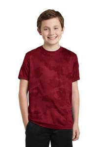 Sport-Tek YST370 Youth 100% Polyester High Performance Camohex Tee Top T-Shirt - Picture 1 of 14