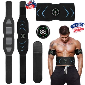 Rechargeable EMS Abdominal Muscle Toning Belt Trainer ABS Stimulator Toner Belt - Picture 1 of 10