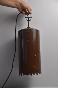 Vintage Metal Hanging Light Recycled Bullet Holes Metal Handmade Southwest - Picture 1 of 15