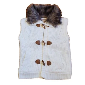 Pink Republic Girls Sweater Vest Large 14 Sherpa Lined Faux Fur Collar VGUC - Picture 1 of 5