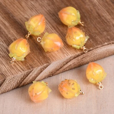 Cuentas colgantes sueltas de resina plástica acética con forma de melocotón fresa de 11 mm 2 piezas Foto 1 de 2