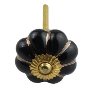 Möbelknauf Rosette zweifarbig schwarz gold - Picture 1 of 9
