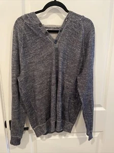 Vince Men's Linen Cotton Blend Charcoal Grey Light Hoodie Pullover L - Picture 1 of 6