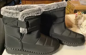 Botas de invierno de nailon negras para mujer tacón de 1”, talla 9 fieles a la talla, cierre superior NUEVAS - Imagen 1 de 6