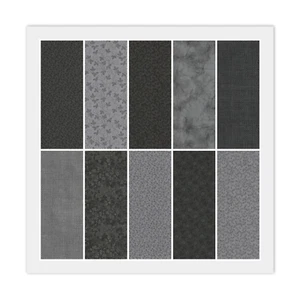 Jelly Roll - (20) 2 1/2" Strips BLACK STEEL GRAY Cotton Fabric, READ DESCRIPTION - Picture 1 of 11