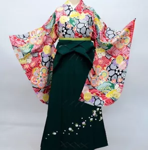 Faja Furisode Kimono & Hakama & Obi, Juego Jyuban Talla L Totalmente Nuevo Rojo Verde Envío Gratuito - Imagen 1 de 3