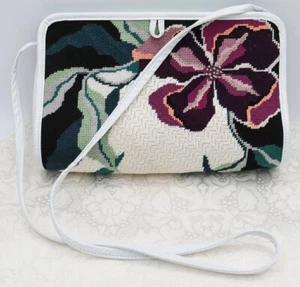 Patricia Smith Vintage Needlework Moon Bag Vibrant Colors - Picture 1 of 5