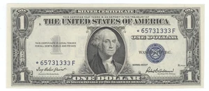 1935 F 2 Consecutive star notes uncirculated one dollar 1.00 sliver certificate - Picture 1 of 4