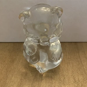 Vintage Fenton Teddy Bear Crystal Clear Art Glass Figurine Paperweight - Picture 1 of 7