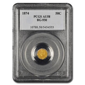 1874 Liberty Octagonal 50 Cent Gold AU-58 PCGS (BG-930) - Picture 1 of 3