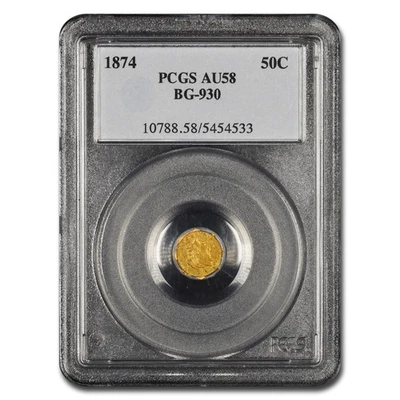 1874 Liberty Octagonal 50 Cent Gold AU-58 PCGS (BG-930) - Image 1 of 3