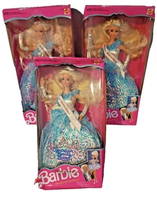 Lot of 3  Barbie Doll American Beauty Queen Blonde NRFB 3137 - Picture 1 of 7