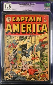 1944 CAPTAIN AMERICA COMICS #42 CGC 1.5 TIMELY COMICS HUMAN TORCH - Picture 1 of 2