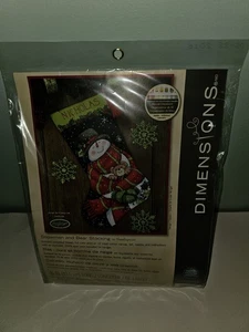 Dimensions Needlepoint Kit Snowman Bear Stocking 71-09151 Christmas 16" Winget - Bild 1 von 3