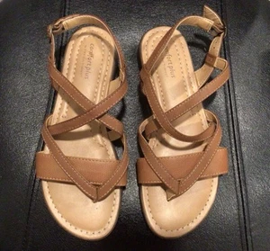 Comfort Plus By Prediction Women's 7.5 Brown Sandals - Ankle Strap Excellent - Picture 1 of 6