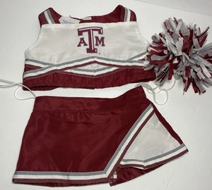 Build-a-Bear Aggies Cheerleader weinrot weiß Bommelrock Outfit College - Bild 1 von 7