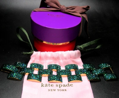 $225 KATE SPADE Gorgeous Green Rhinestone Bracelet In Original Pouch & Box! - Image 1 of 4