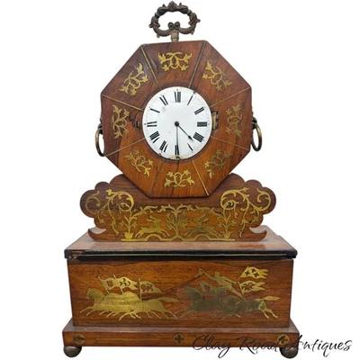 古董摄政红木黄铜镶嵌地幔时钟 1820 马项目原装 — 第 1/4 张图片