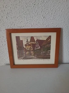 Litografía grabada vintage ERNST GEISSENDORFER Rothenburg Alemania Occidental - Imagen 1 de 10