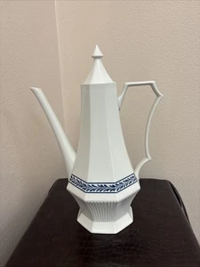Vtg Independence Ironstone Castleton Japan Coffee Pot w Lid "Blue Tulip" Japan - Picture 1 of 19
