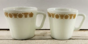 2er Set Pyrex 1410 Golden Butterfly Kaffeetasse Becher Corning NY-D Henkel MCM - Bild 1 von 12