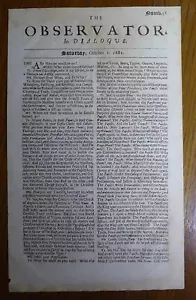 1681 L'OSSERVATORE #58 UMORISTICO DIALOGO ANTI-WHIG TRA UN WHIG E UN TORI RARO - Foto 1 di 6