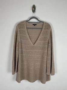 Lafayette 148 Knit Sweater Size 1x Beige Shimmer Flare Sleeve Cashmere Blend - Picture 1 of 11