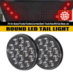 2* 3" inch Round Red 14 LED Truck Trailer Stop Turn Tail Brake Lights Waterproof - Picture 1 of 10