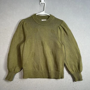 Madewell Dotted Eaton Puff-Sleeve Pullover Sweater Olive Green Size Large - Picture 1 of 7