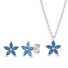 925 Sterling Silver Flower CZ Necklace/Earrings Set