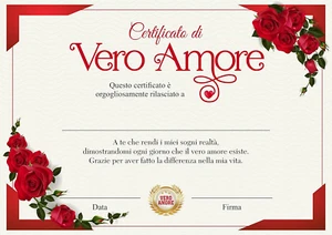 Certificato Di Vero Amore. Regalo San Valentino per Lui per Lei. Biglietto Diplo - Foto 1 di 12