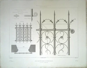 Antik Gravur D'Architecture - Kathedrale Von Troyes, Details Gittern - Picture 1 of 1
