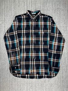 ABBIGLIAMENTO INGEGNERIZZATO Camicia BD del XIX secolo, UOMO MEDIUM ??Madras Slim, Nero USA - Foto 1 di 7