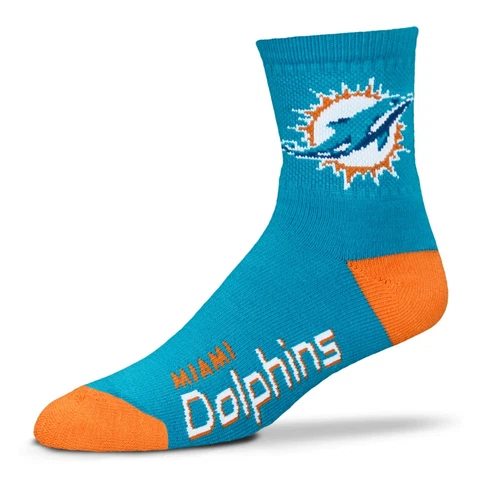 Miami Dolphins For Bare Feet NFL Crew Socks Large 10-13 FREE SHIP! Cover