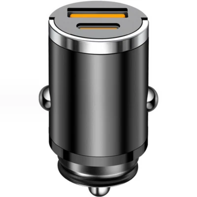 Carregador de carro PD USB porta dupla carregamento rápido mini adaptador de isqueiro escondido - Imagem 1 de 4