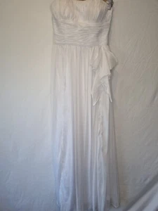Imoda White Chiffon Ruched Empire Wedding Dress Sz 14 - Picture 1 of 11