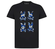 Psycho Bunny Mens T-Shirt Plaza HD Printed Graphic Crew Neck Cotton Tee in Black