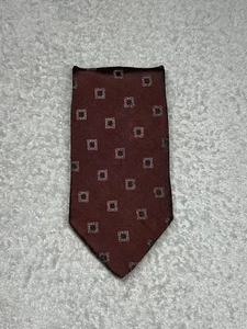 Giorgio Armani Cravatte Neckwear Men’s Silk Tie Red Geometric VTG 4” in Wide - Picture 1 of 16
