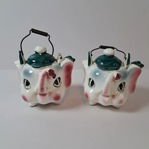 Salero y pimentero elefante de colección tetera antropomórfico Japón *chipado - Imagen 1 de 13