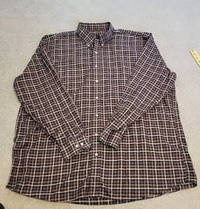 Jos A Bank Travelers Collection Button-Down Shirt Mens XXL BROWN Plaid LONG SLEE - Picture 1 of 12