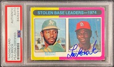 Lou Brock auto card Topps #309 1975 MLB St. Louis Cardinals PSA Encapsulated